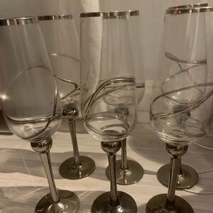 Z Gallerie Silver Rim Wine Glass Set